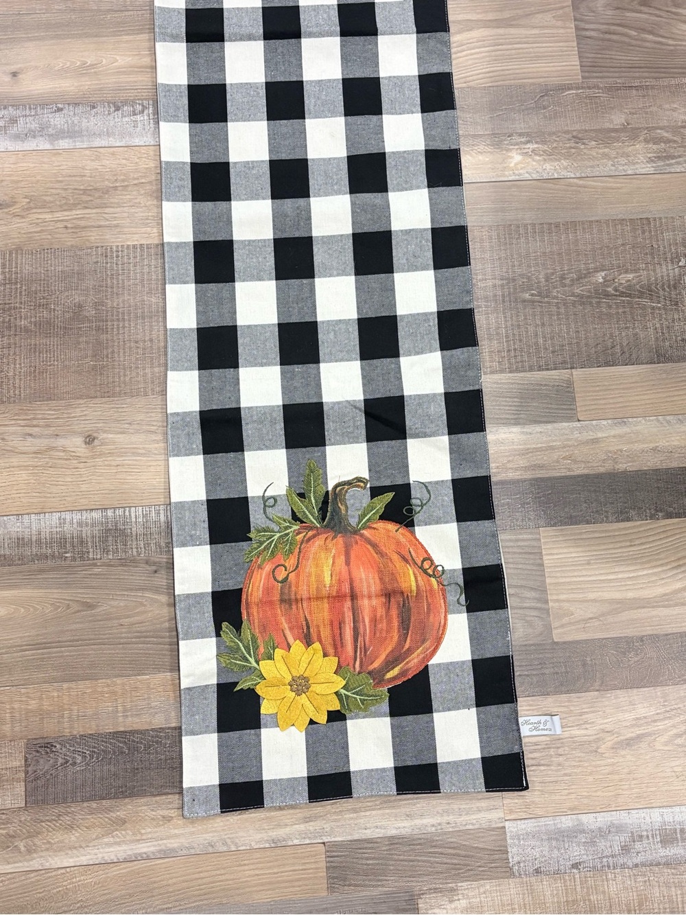 Black & White Buffalo Check Pumpkin Table Runner - Unbranded